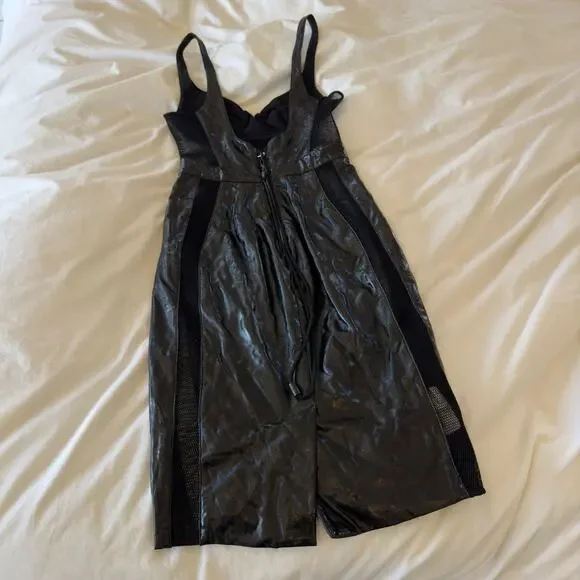 House Of CB Firalla Black Patent Vegan Leather Bustier Dress Size XS - Picture 5 of 6
